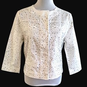 NWT Lulu B White Denim Crystal Studded Jacket Size S